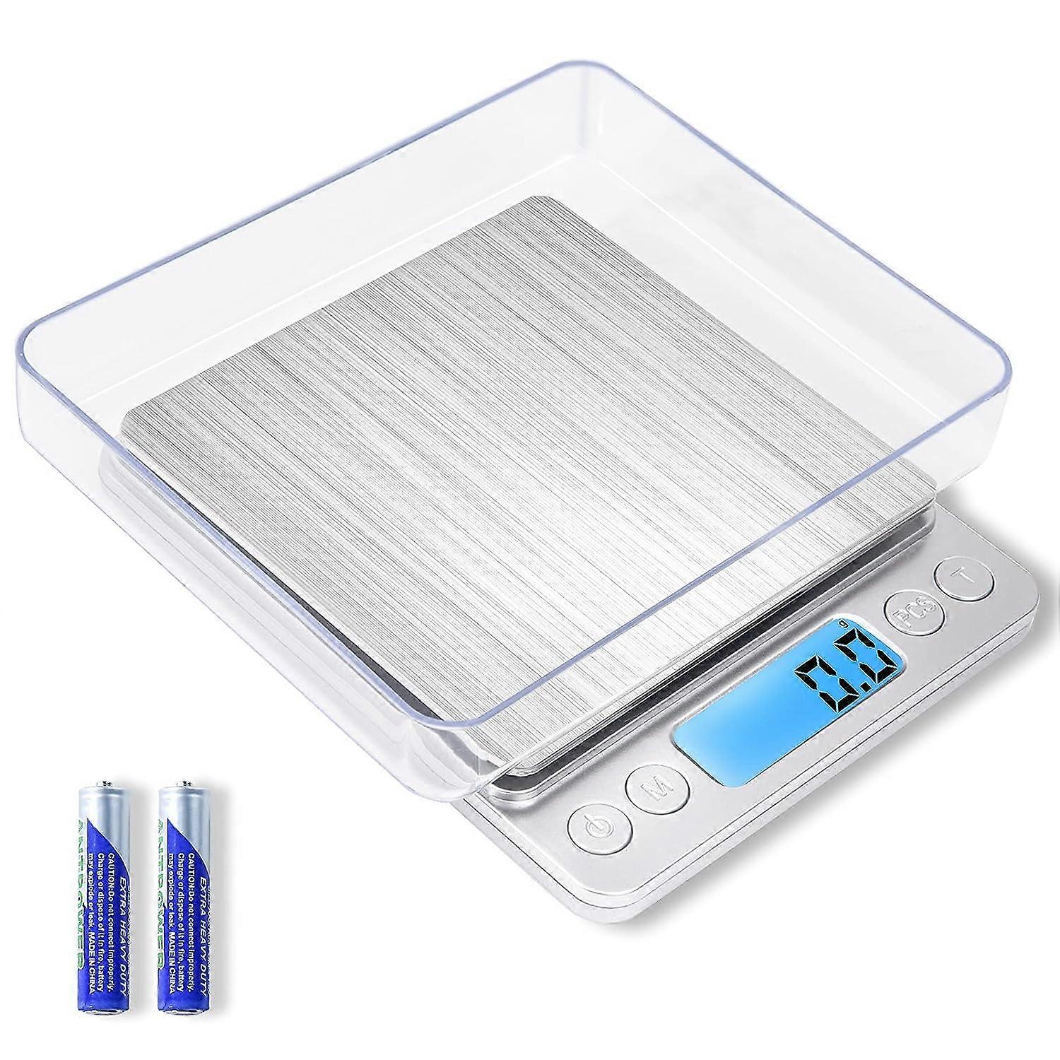 Small Digital Food Scale Ounce/Ounce and Gram Scale, Kitchen Scale 3000g/0.1g High Precision Baking, Soap Making, Jewelry Including 2 Trays