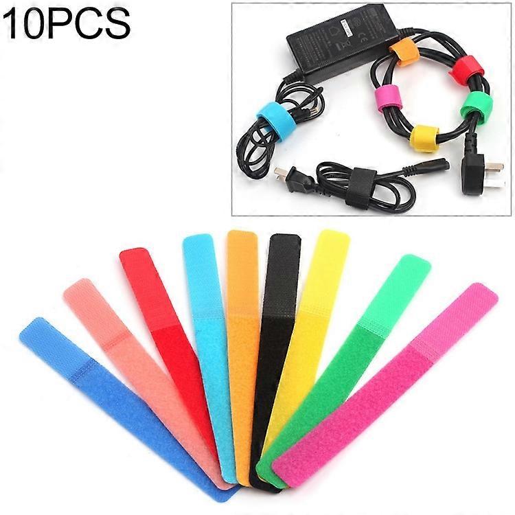 10 PCS Candy-colored Power Cord Hook and Loop Fastener Strip 180 x 20mm