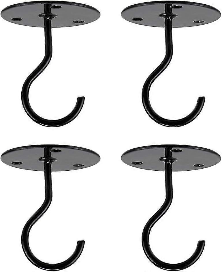 4pcs Wall Mount Ceiling Hooks Hanging Chandelier Plate Hook (Black)