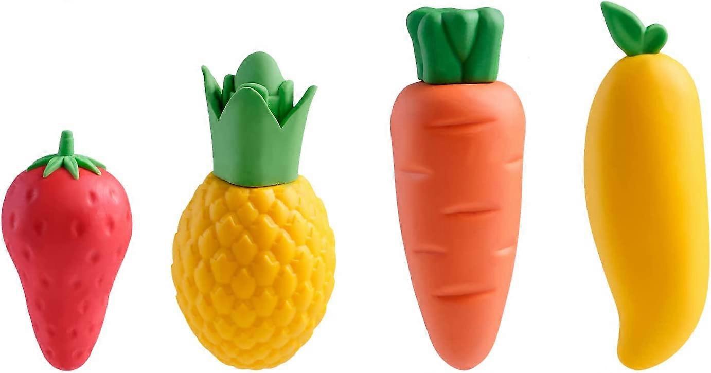 4 Pack Cute Fruit Erasers, Mango Pineapple Strawberry Carrot