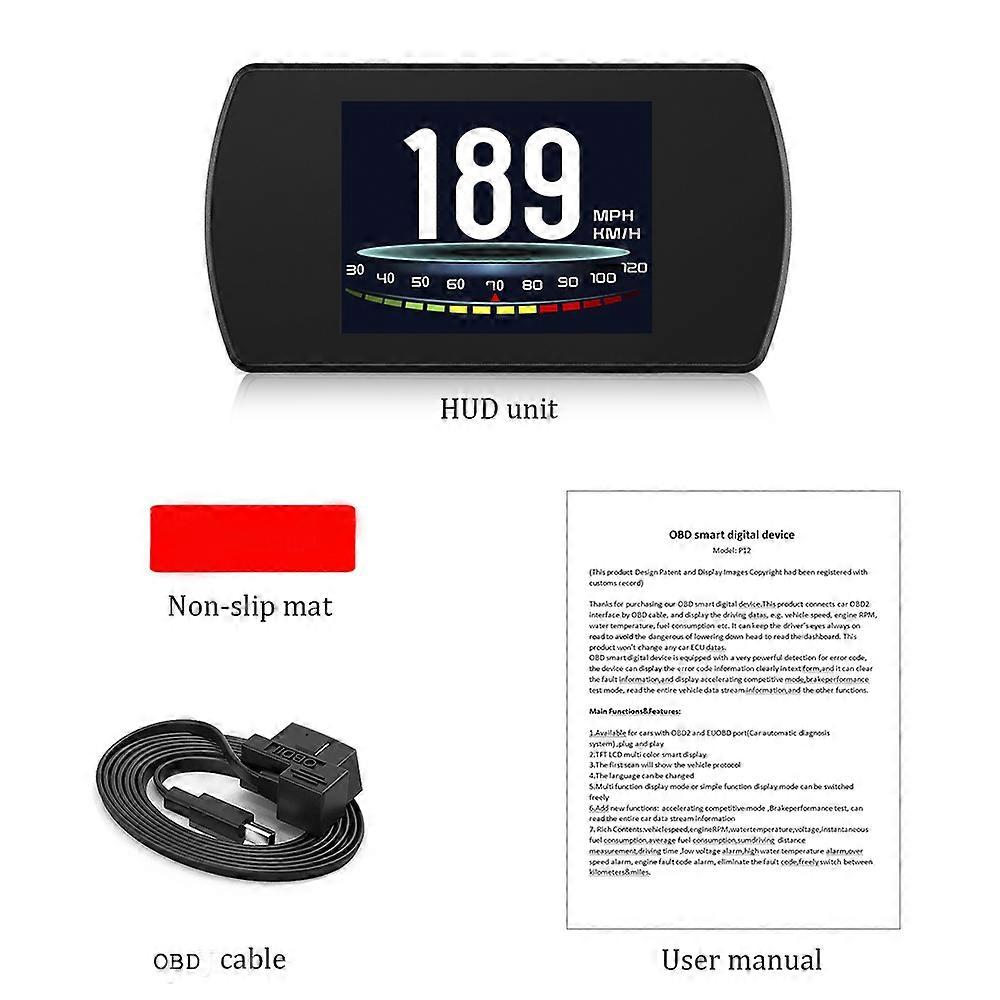 P12 OBD Universal Car Speedometer Digital Speed Head Up Display Speedometer Overspeed Warning System Turbo Boost Pressure Read