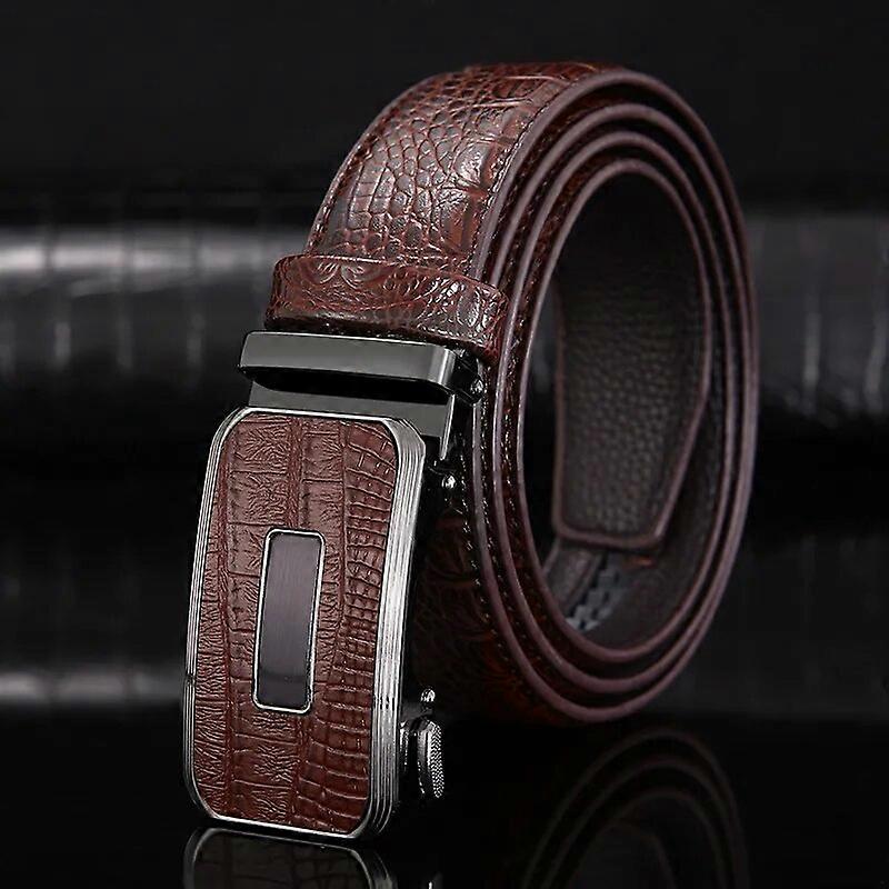 3.3cm New Genuine Leather Business Men's Belt Alloy Automatic Buckle Casual Suit All-match Cowhide Belt for Men
