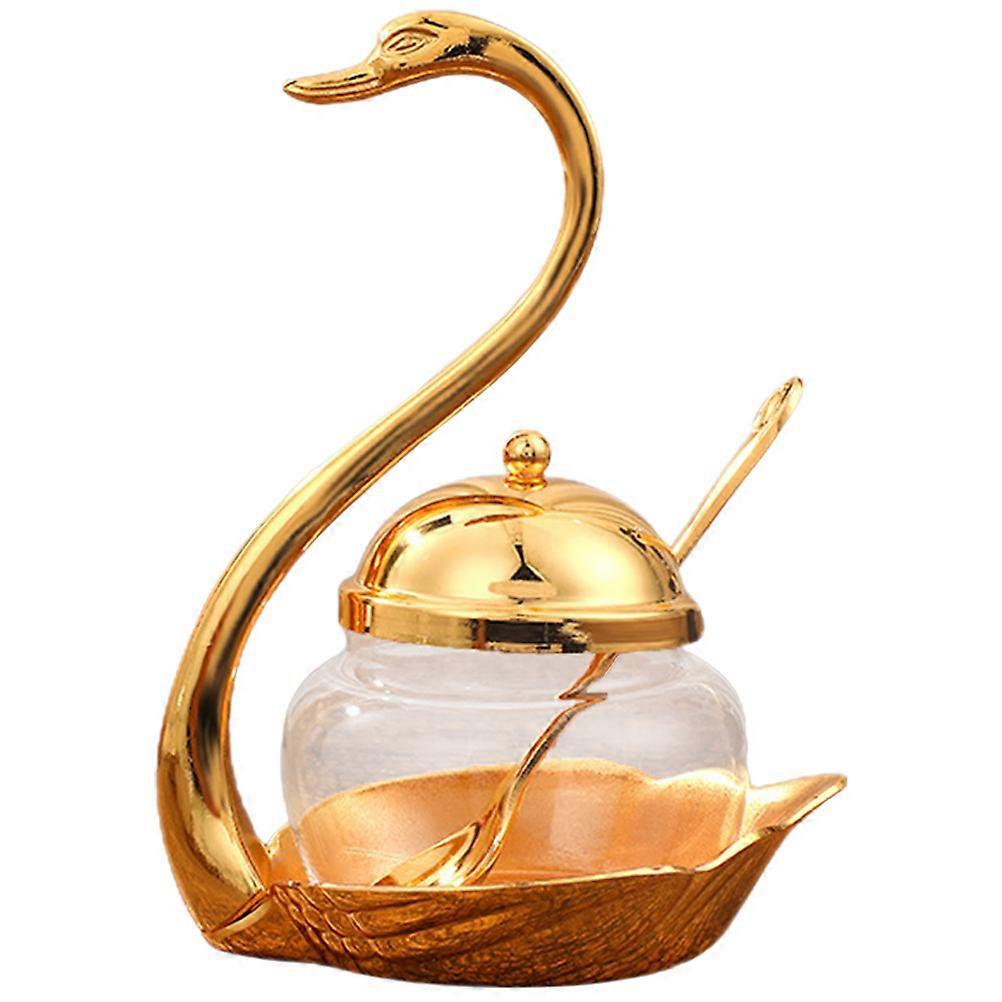 1 Set Creative Swan Shaped Seasoning Jar Sugar Container Salt Spice Jar for Kitchen