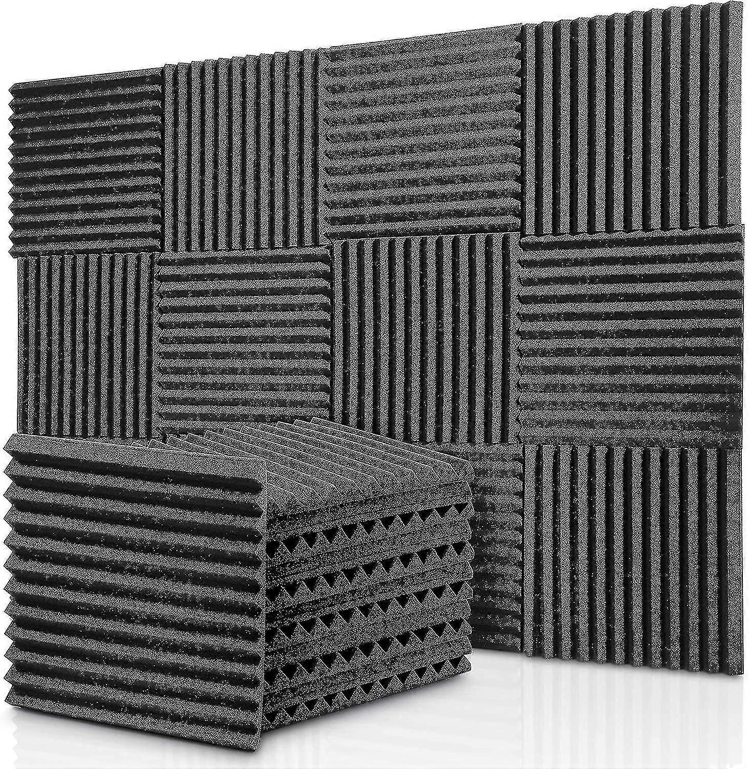 12-pack Acoustic Foam Panels Wedges, Fireproof Soundproofing Foam Noise Cancelling Foam For Stu