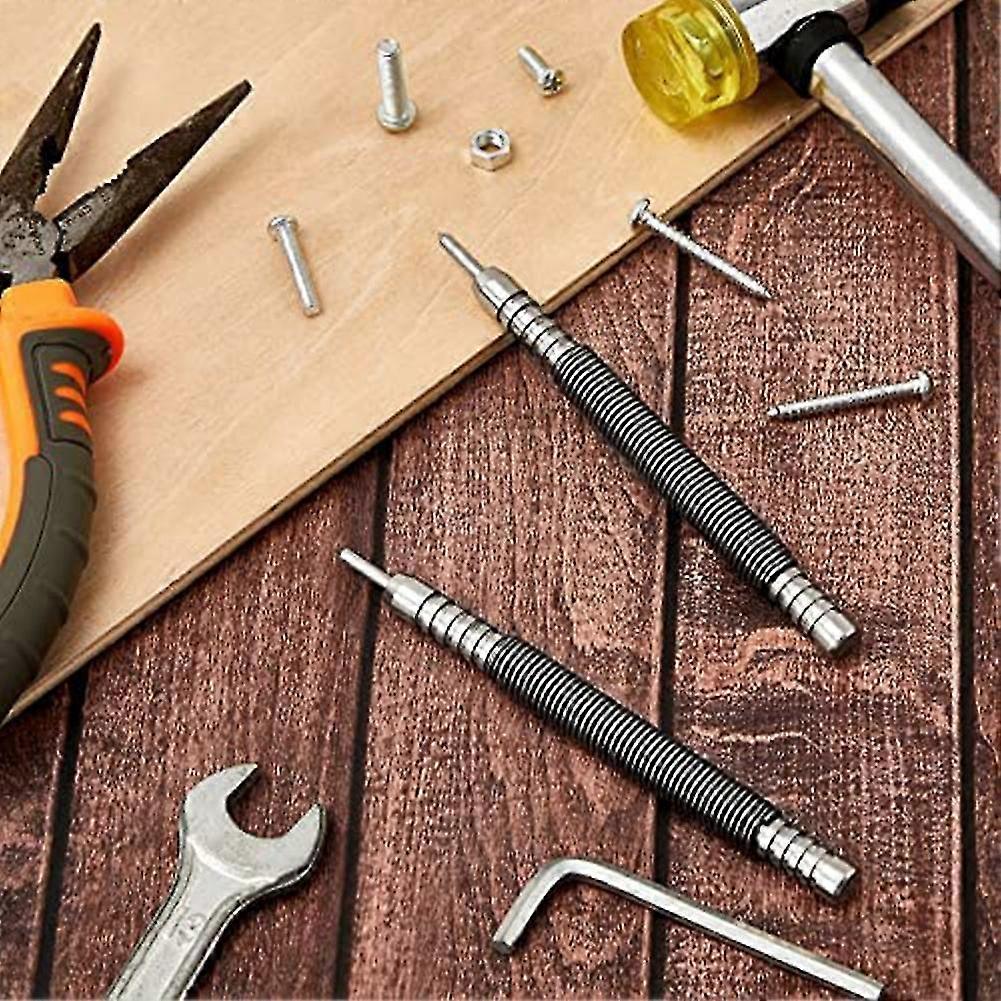 2pcs Hinge Pin Punch Hammerless Single Ended High Speed Steel Center Punch Spring Loaded Center Pun