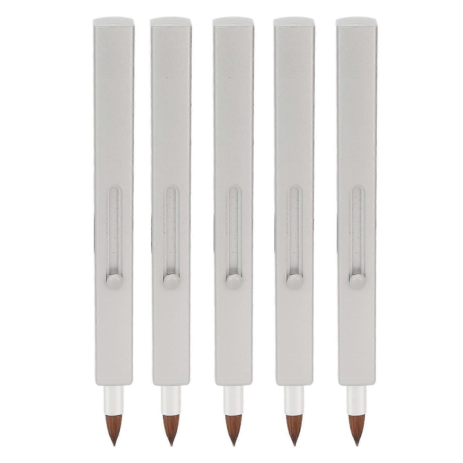 Lip Brush Portable Retractable 5Pcs Nylon Multipurpose Makeup Brush Grey Shell