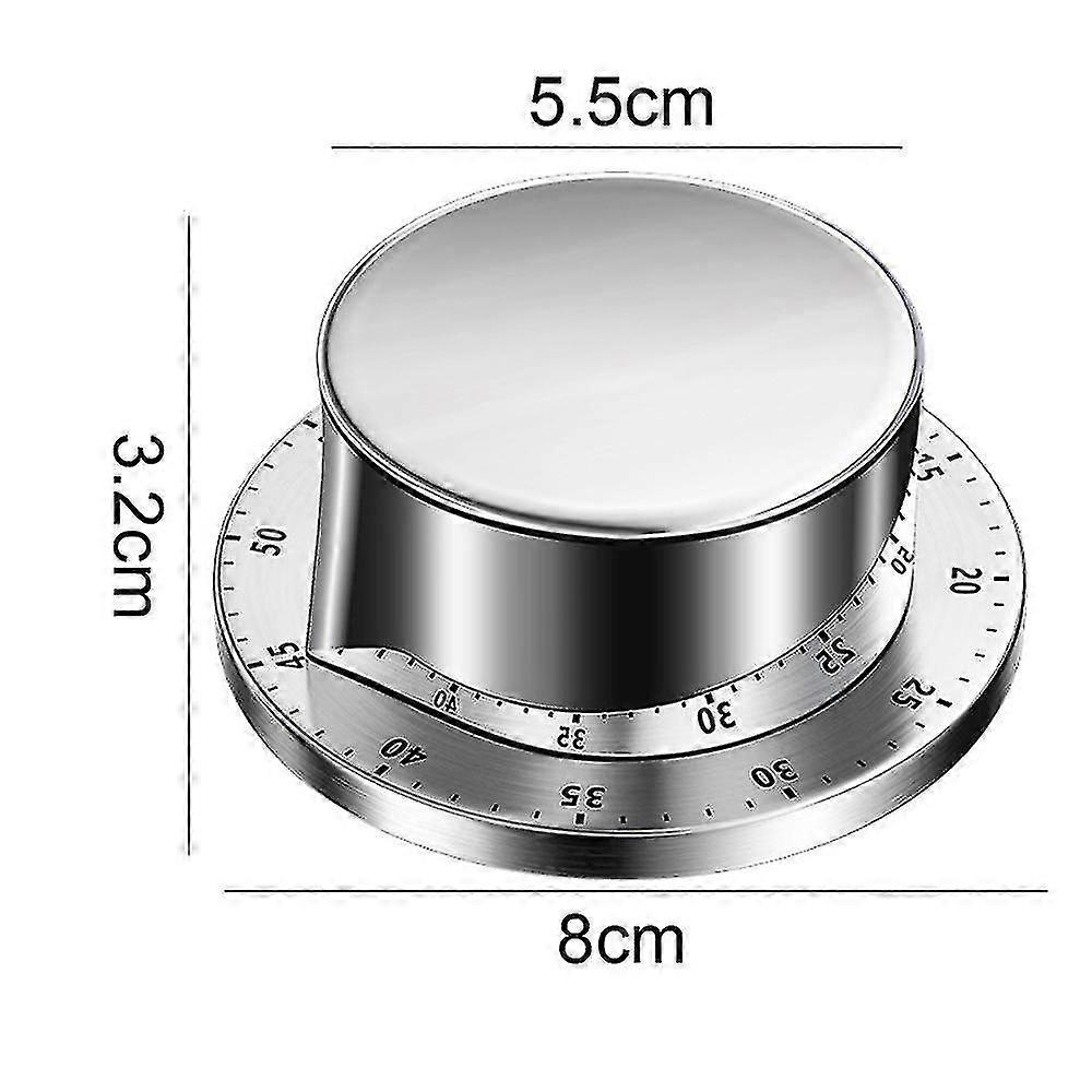 مؤقت مطبخ مع إنذار بصوت عال، دعم مغناطيسي، بدون بطاريات، جسم غير لامع