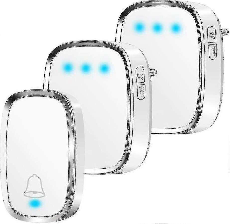 Wireless Doorbell, 300m Range, 36 Ring Tones, 4 Volume Levels, 1 Transmitter & 2 Receivers