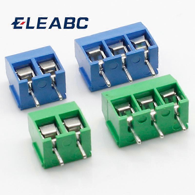 100PCS/Παρτίδα KF301-2P KF301-3P KF301-5.0-3P KF301 Βίδα 3Pin 5.0mm Ευθύγραμμος ακροδέκτης PCB βιδωτός ακροδέκτης μπλε και πράσινο