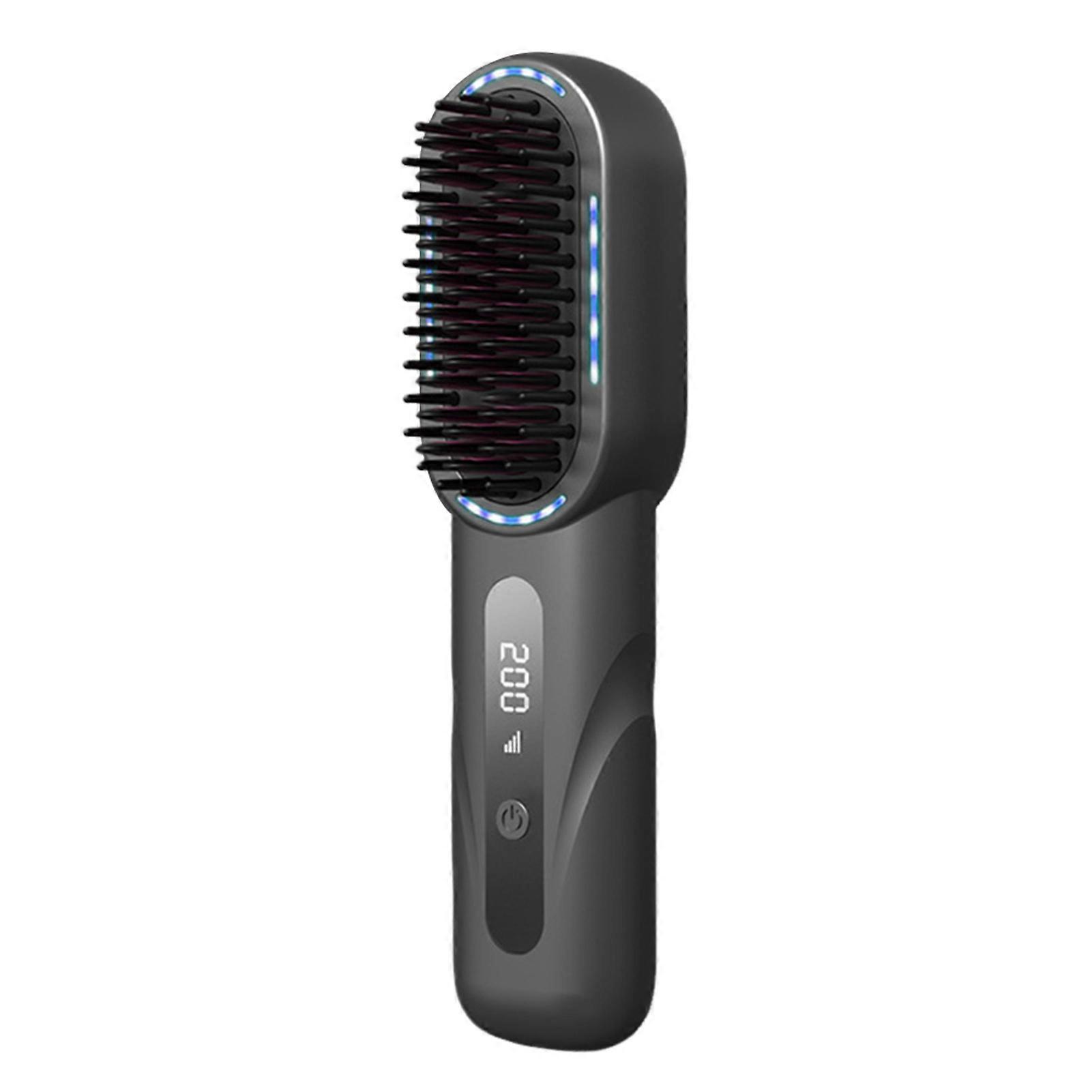 Cordless Ionic Hair Straightener Brush 2 In 1 Curler Comb for All Hair Types Portable for Home Travel Daily Use