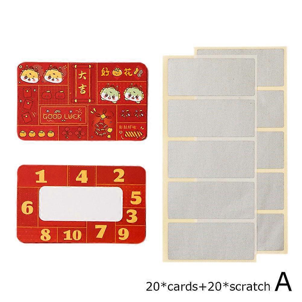 20Pcs Cartoon New Year Scratch Cards Creative DIY Lucky Scratch Reward