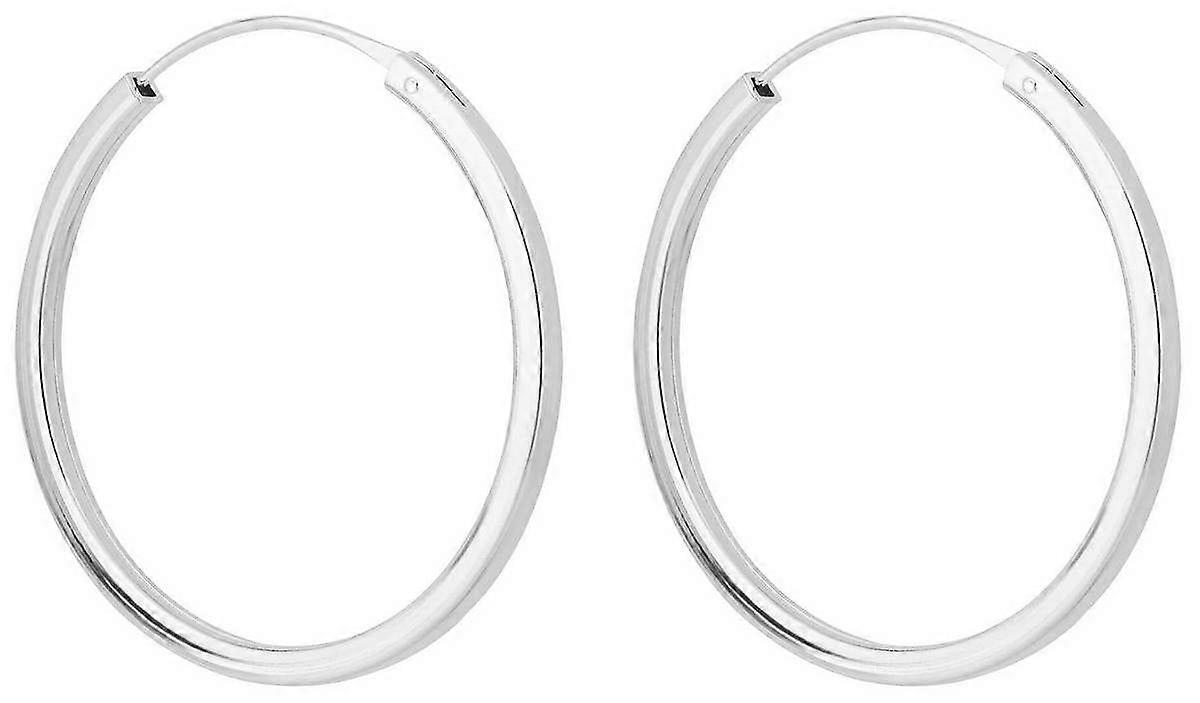 Beginnings Medium Square Cut Hoop Earrings - Silver