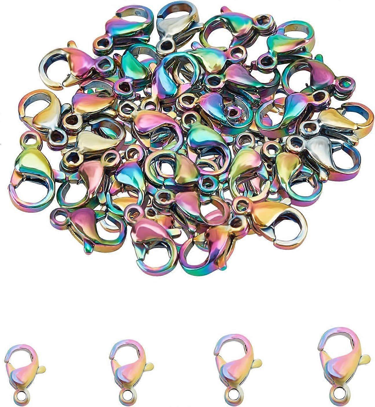 40pcs 4 Sizes Multi-Color Lobster Claw Clasps Stainless Steel Clasps Fastener Hook End Chain Clasp Metal Clasps for Jewelery Making Necklaces Bracelet