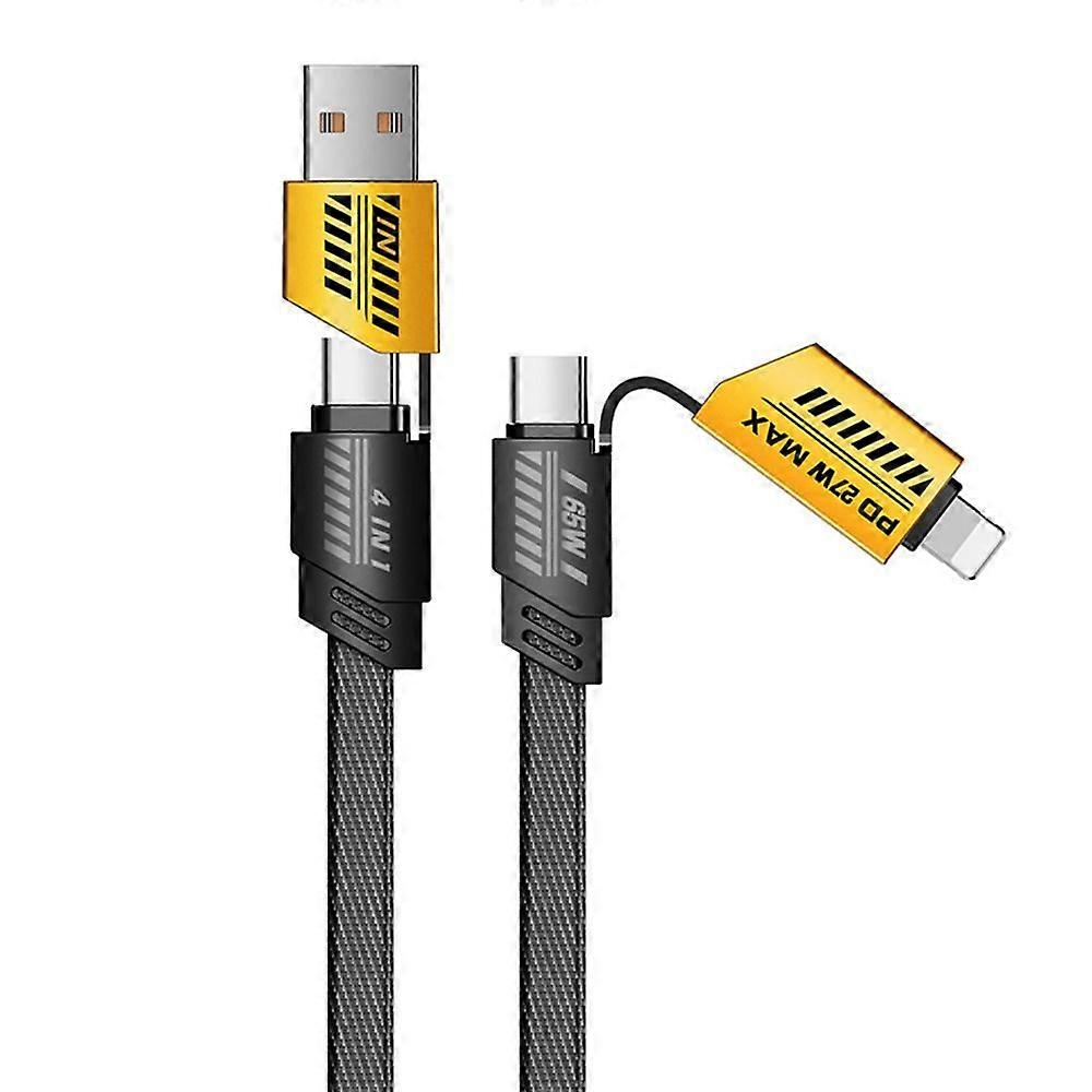 100CM 4-In-1 Charging Cable USB Type-C 8Pin PD65W Fast Charging Cellphone Tablet Nylon Braided Data Cable Wire Cord for Android Compatible Iphone