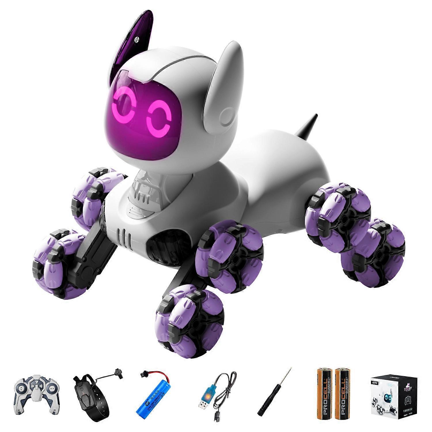 Type B 4DRC 4D-Y9 Children RC Robot Dog 8 Wheels Remote Control Stunt Model with 1 Battery