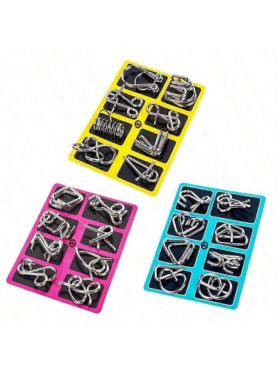 8Pcs/Set Toy Brain Teaser Metal Labyrinth Unlock IQ Mind Brain Teaser Puzzles Adults Interactive Game Unloop Toys,Puzzle,Jigsaw Puzzle,Brain