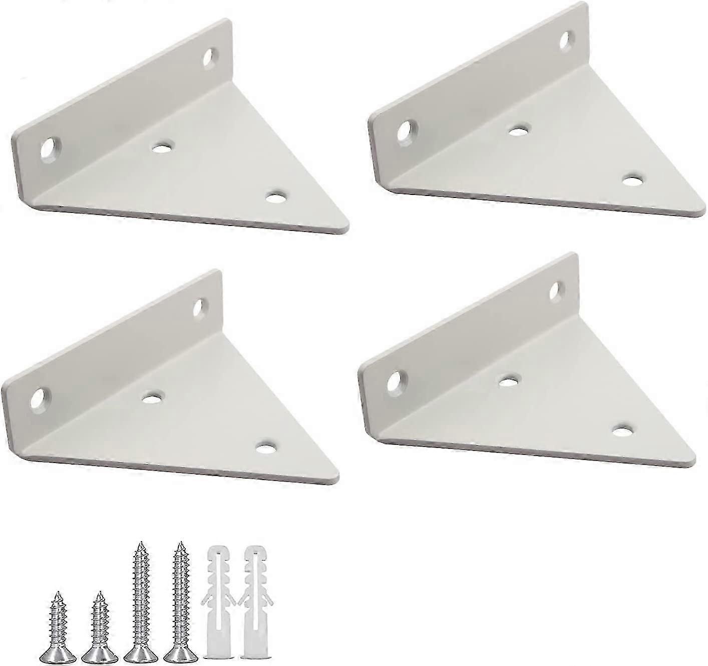 4PCS Floating Shelf Brackets with 16 Screws - White