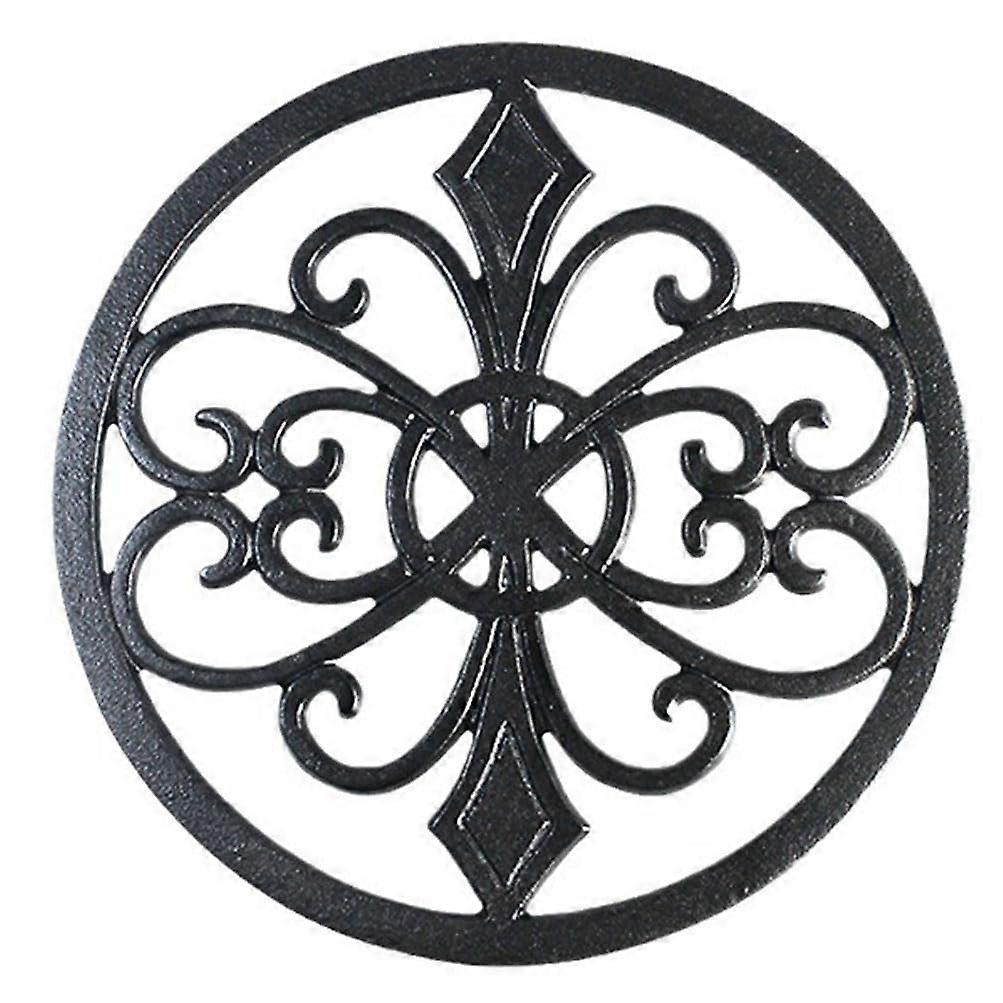 Vintage Cast Iron Non-Slip Trivet for Kitchen Dining Table, Heat Resistant, 8 Inch Square Design, Rustic Home Decor