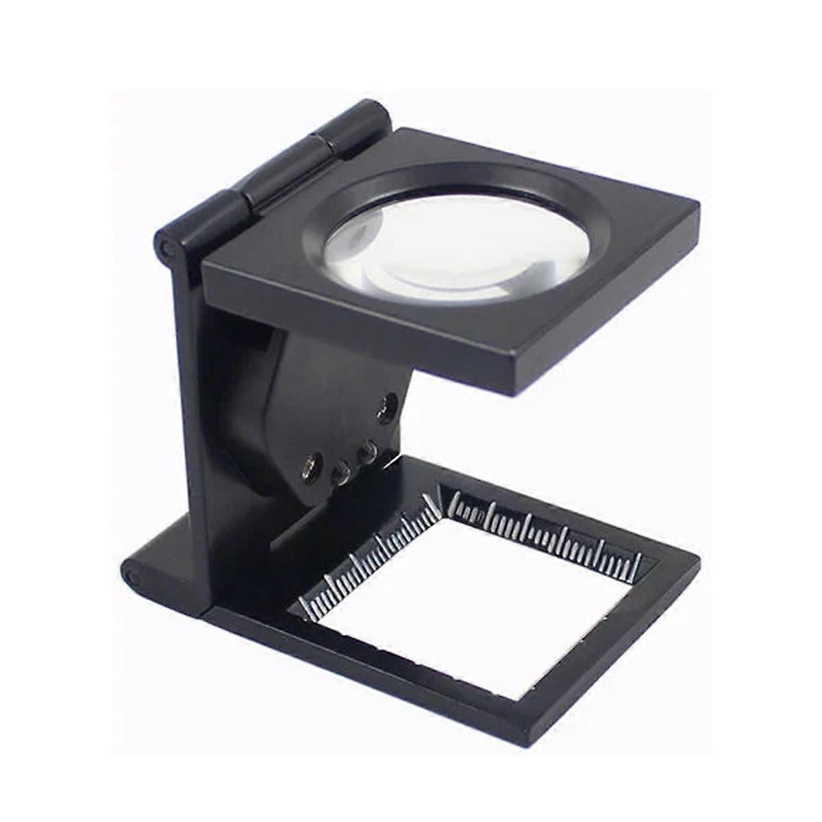 Folding folding thread counter magnifier with black painted metal frame