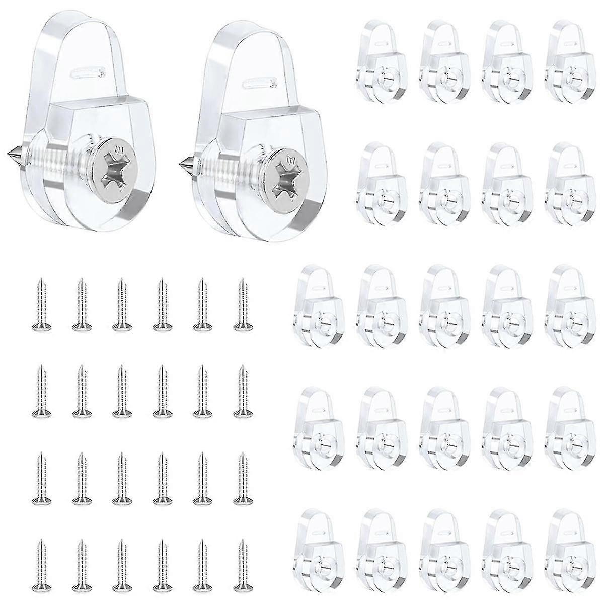 25 Pack Mirror Mounting Clips Kit, Round Mirror Hangers for Wall Glass Retainer Clips Kit Clear Mirror Mounting Clips