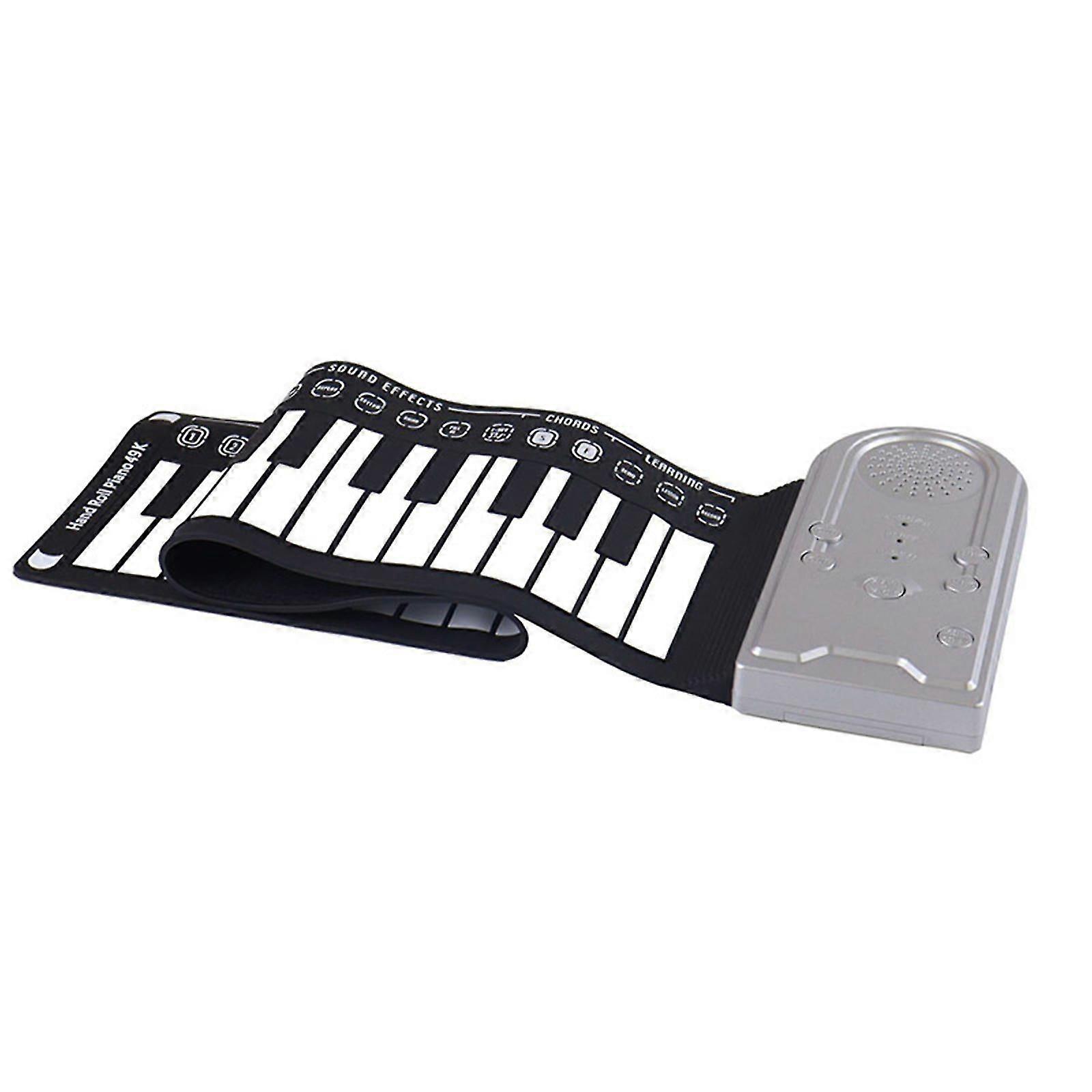 49 Key Roll Up Keyboard Piano, Electric Foldable Piano Keyboard, 16 Tones, 6 Educational Demo Songs, For Beginners Kids Adults Gift