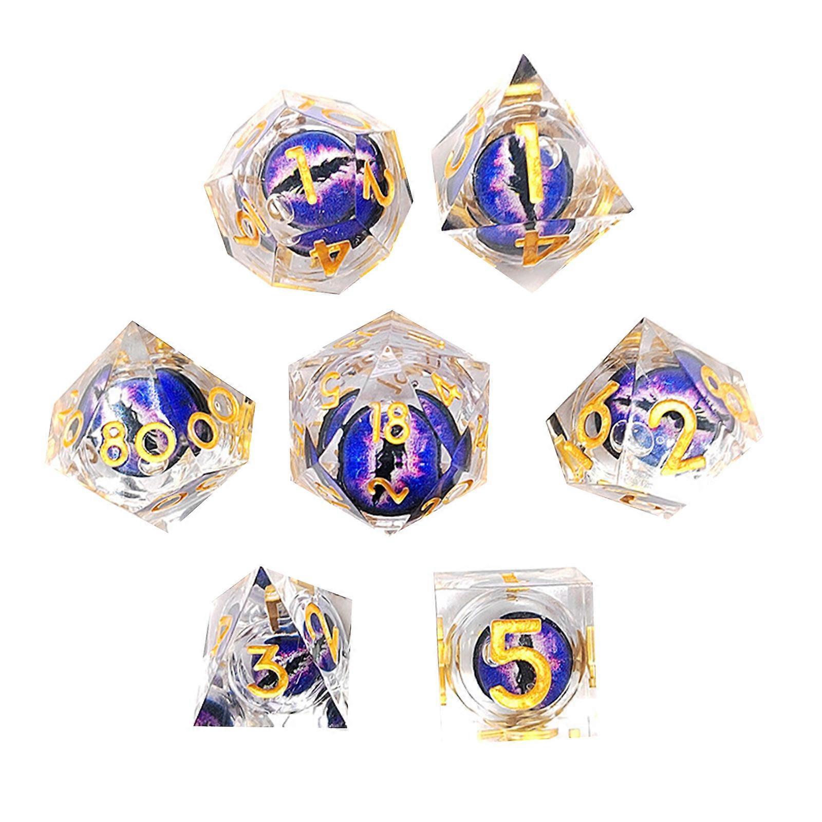 7Piece RPG DiceSet for Game Enthusiasts Dragon Eye DiceSet for Role Playing Game Board Gaming Polyhedral DiceSet