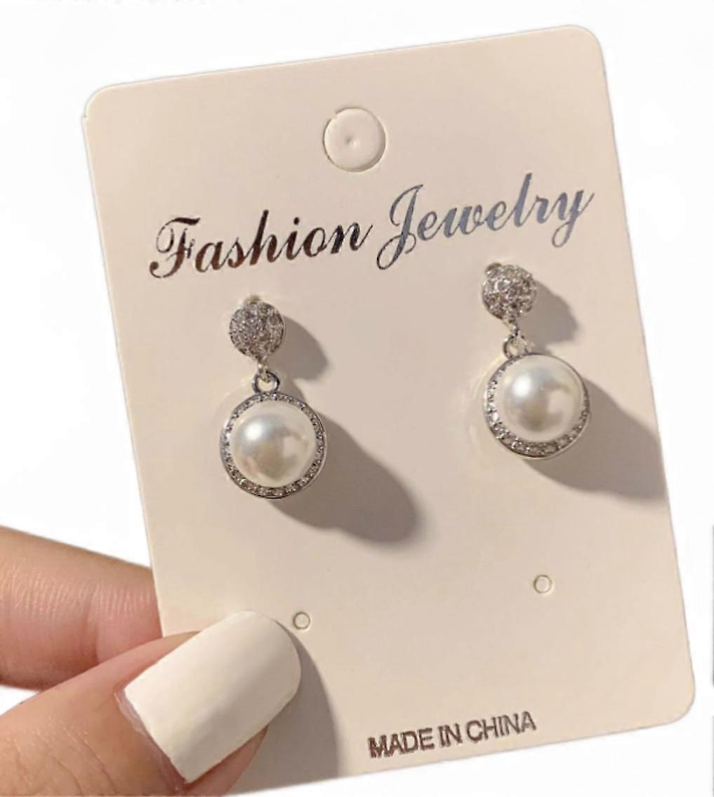(Pearl and Diamond Silver Stud Earrings