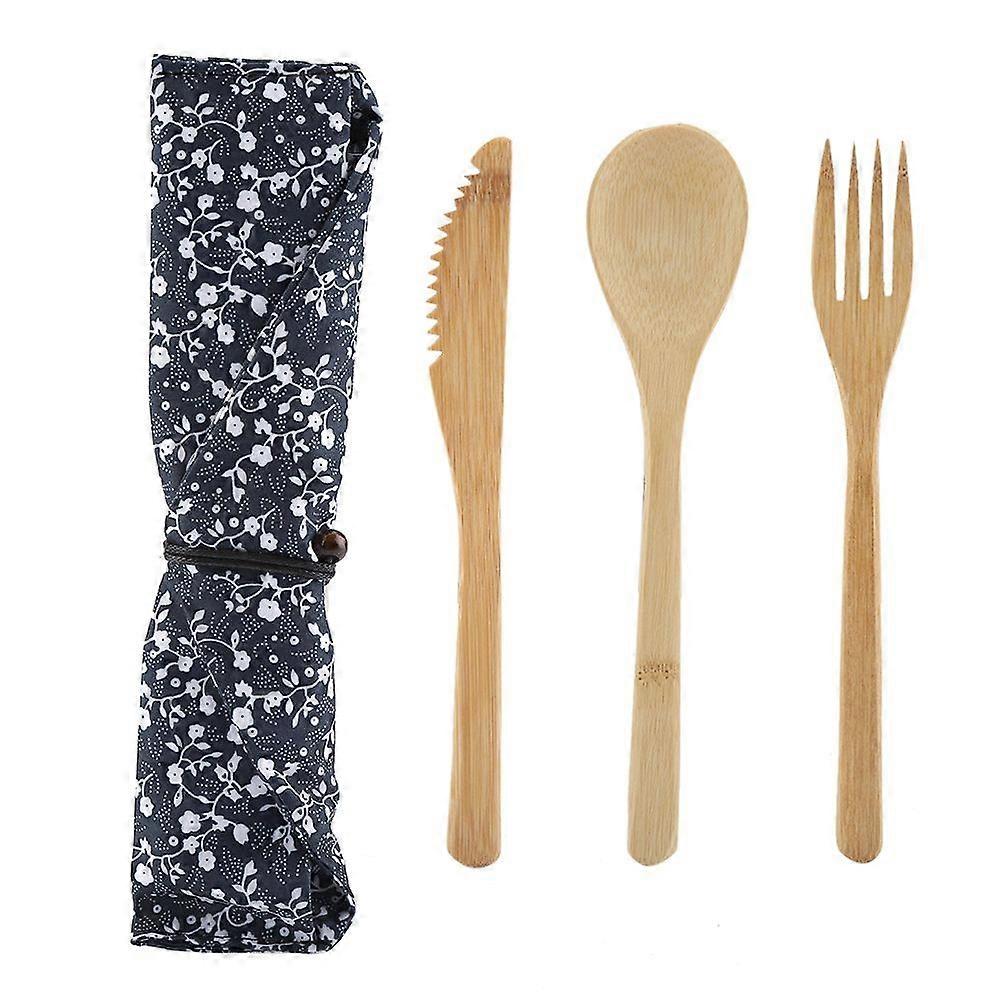 Japanese Style Reusable Bamboo Dinnerware Set Tableware Kit Kinfe & Fork & Spoon