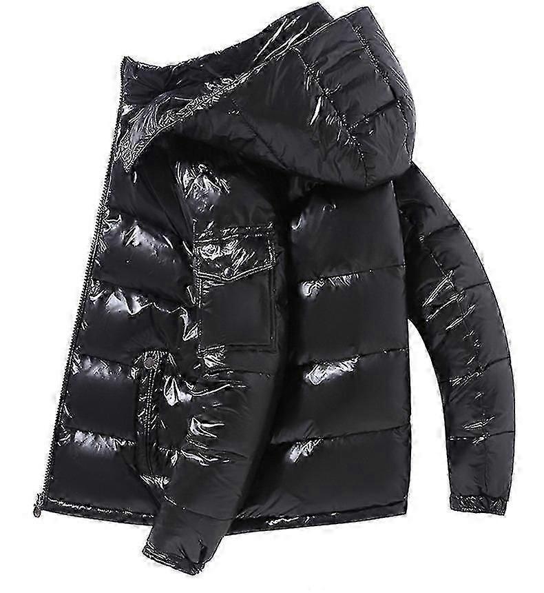 Shiny Down Jacket Men's Winter Jacket Stand Collar Down Jacket With Hood