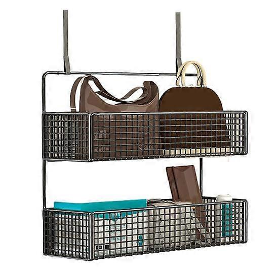 Door Organizer Storage Rack with Hooks Sturdy Construction Mesh Design Easy to Assemble Detachable Behind Door Storage Basket