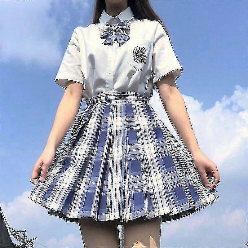 Jk Uniform Full Set κεντημένο πουκάμισο Πλισέ φούστα
