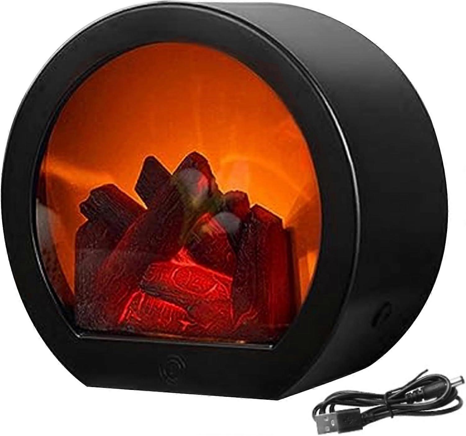 Realistic Flameless Electric Fireplace LED Fireplace Lantern USB/Battery Powered Portable Electric Tabletop Log Burner Fire Effect for Home Decor Fak