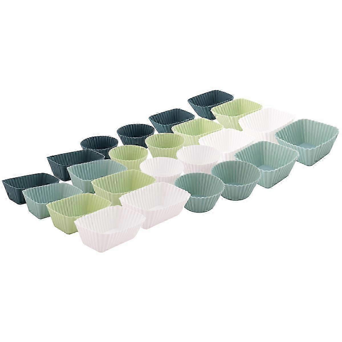 Silikon-Cupcake-Förmchen, 24er-Packung wiederverwendbare Backförmchen, 3 Formen für Muffins, Gebäck, Kuchen, Lunchbox, NEU