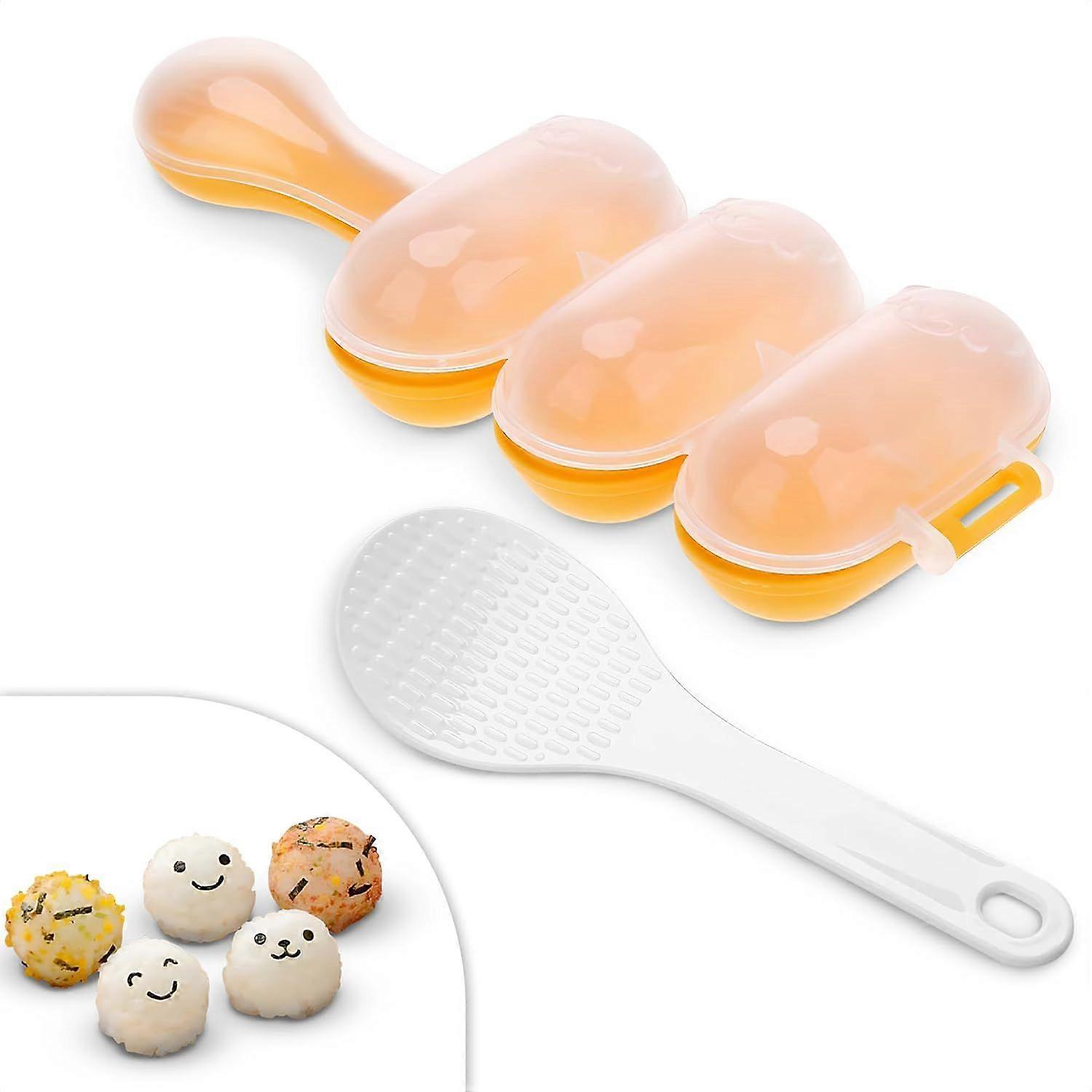 Rice Ball Mold with Paddle Spoon Rice Ball Shaker Kit and Sushi Mold for Temari Sushi, Yaki-Onigiri, Omusubi, and Smileys Easy to Clean, Well-Suited