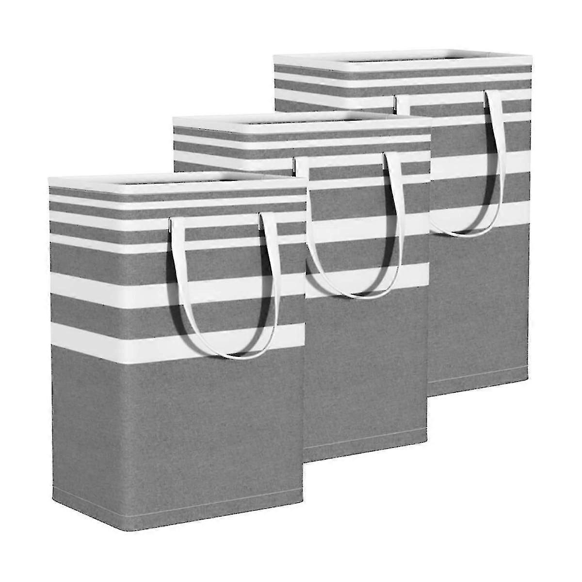 Laundry Basket, 3-pack 75l Laundry Hamper, Collapsible Laundry Bag With S