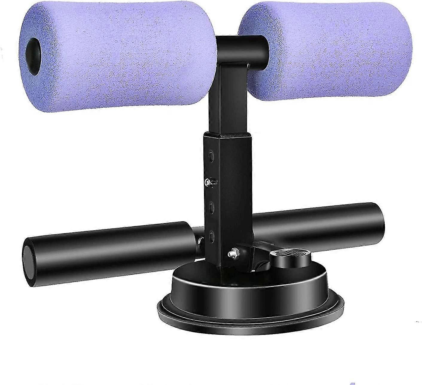 ポータブルシットアップバーエイドアクセサリー、ポータブルサクションカップ腹部バー、調節可能なパッド入りアンクルパープル