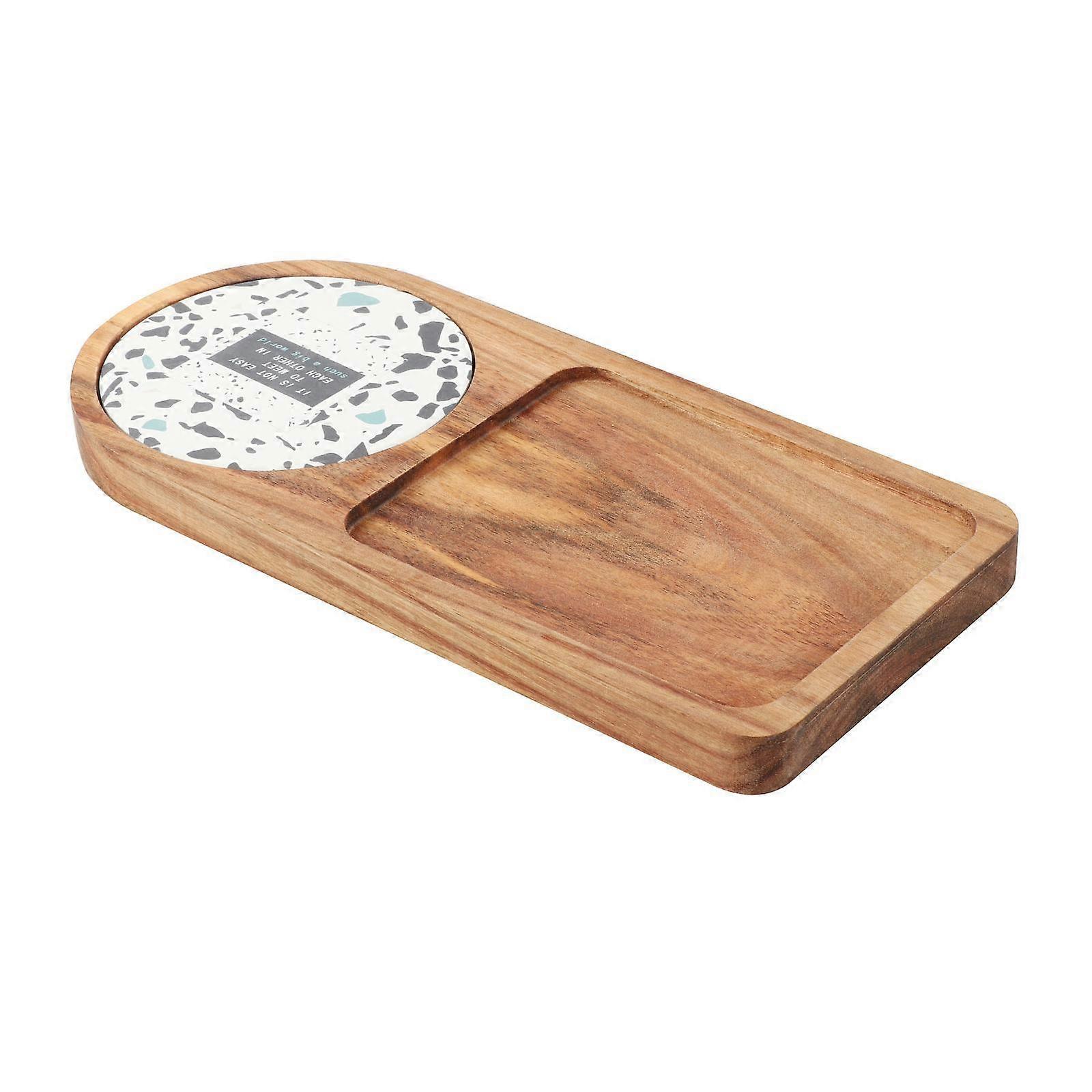 Wooden Serving Tray with Ceramic Coaster Bread Vegetable Trays for A