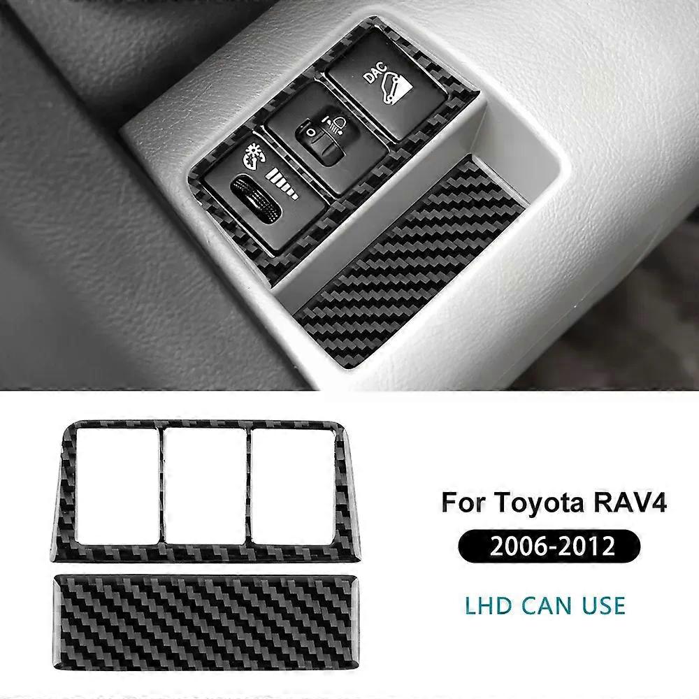 Real Soft carbon Fiber Sticker compatible for Toyo-ta RAV4 2006 2007 2008 2009 2010 2011 2012 LHD Car Headlight Switch Frame Interior Panel