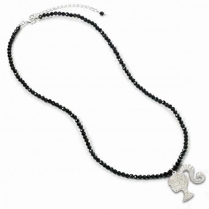 Sterling Silver Silhouette Black Onyx Bead Necklace BMSN0026