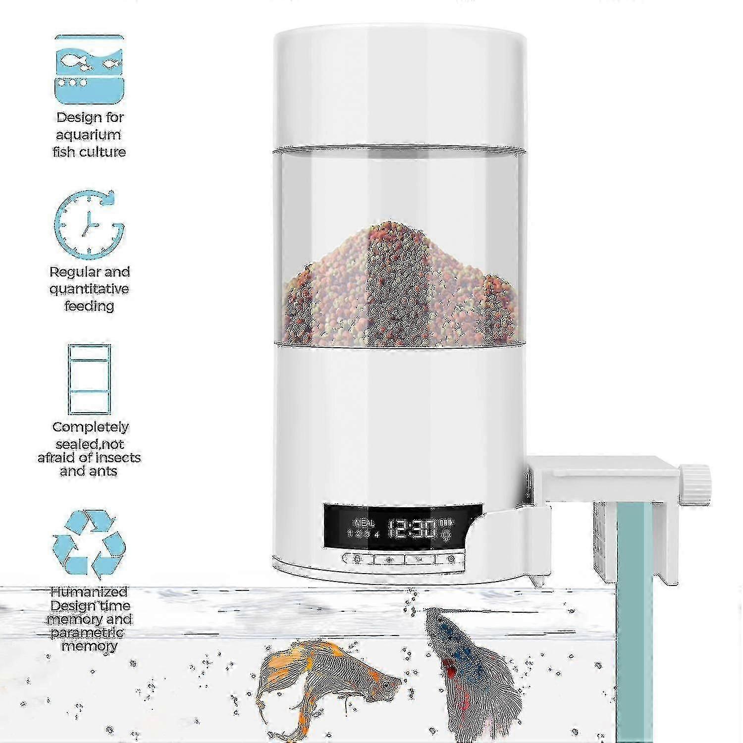Automatisk fiskefoder Intelligent timing Akvarium Stor kapacitet Food Dispenser