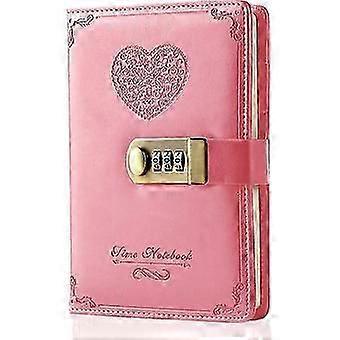 Diary With Lock For Girls - Leather Password Locking Journal Cute Secret Diaries Notebook With Combination Lock For Women Adults B6