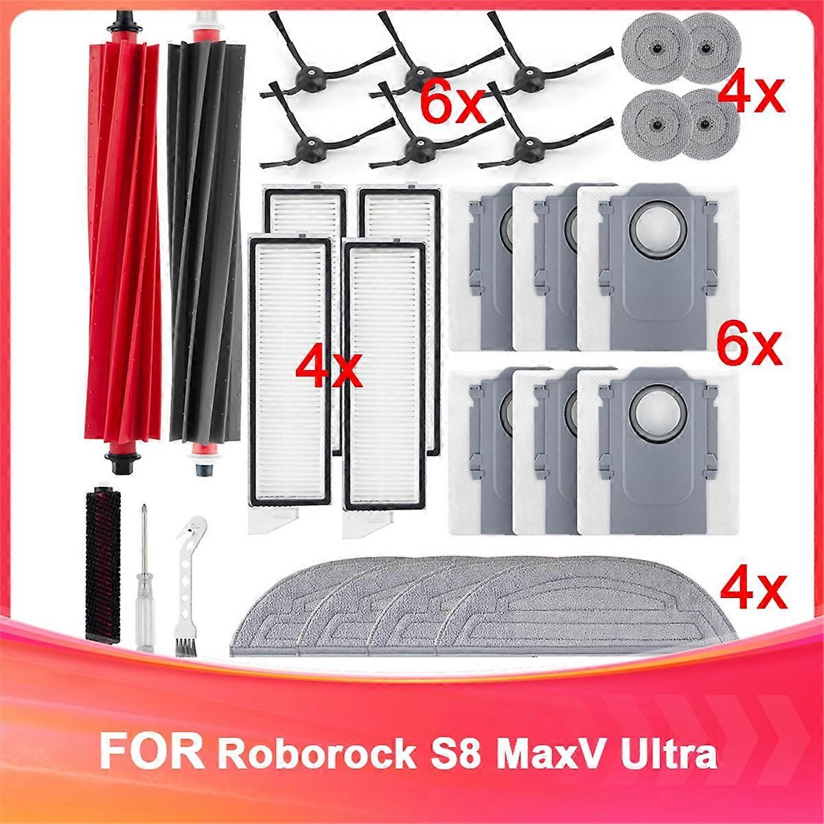 Accessories Kit for S8 MaxV Ultra Robot Vacuum,Main Brushes