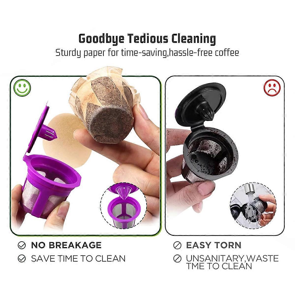 Keurg Cups & 100 Unbleached Keurg Coffee Pods Paper Filters with Lids