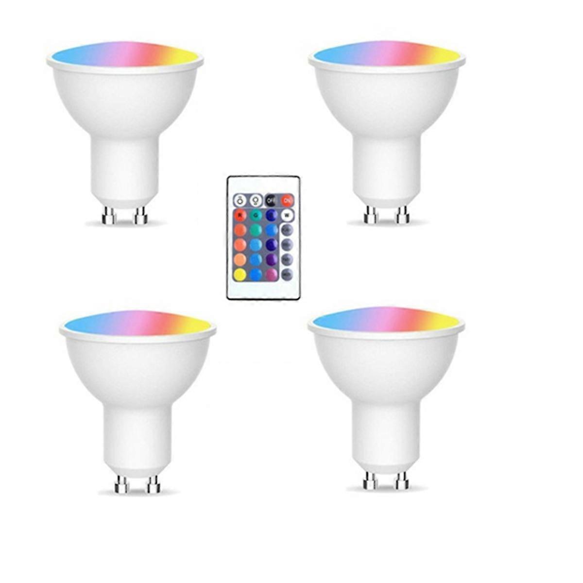4pcs Gu10 Bulbs and 1remote Control with Memory Function 17colors Changeable Spot Ligh 4dynamic Ligh