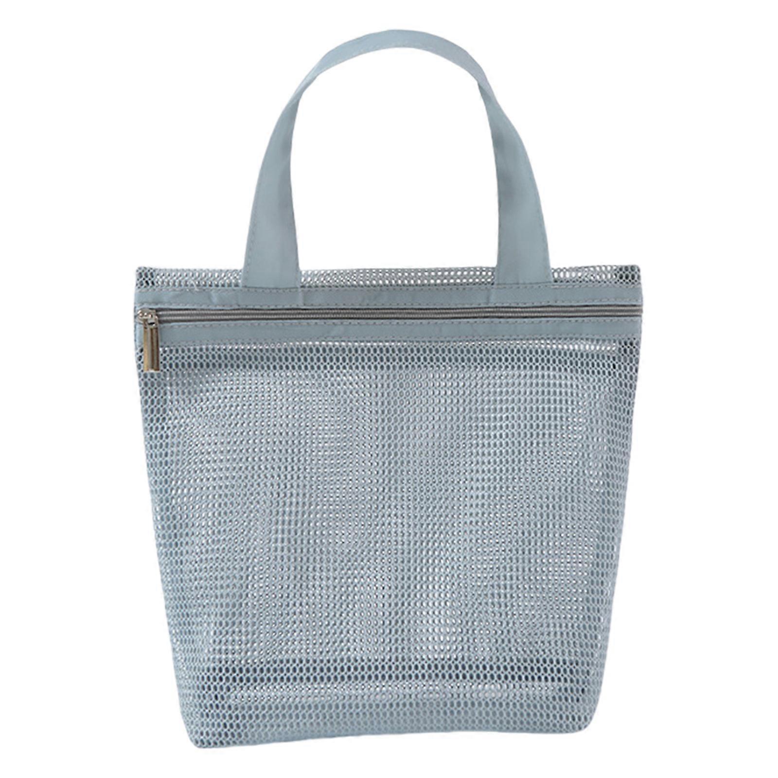 Hollow Out Storage Bag Travel Bag Multifunctional Diaper Bag Solid Color Mesh Handbag Solid Color Mom Bag light blue