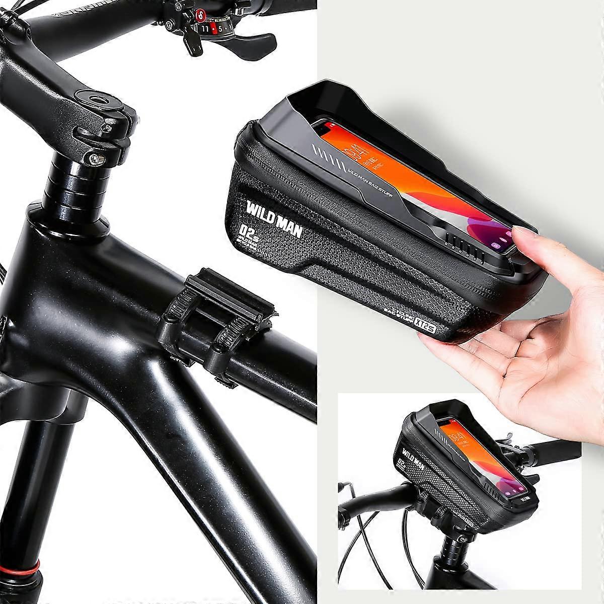 Bike Frame Bag for iPhone Under 6.9 Inches, Waterproof, Lightweight, Adjustable Strap, Universal Compatibility