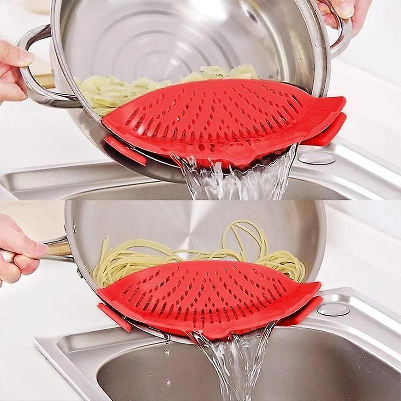 Silicone Pot Side Drainer Kitchen Food Noodles Spaghetti Multipurpose Strainer