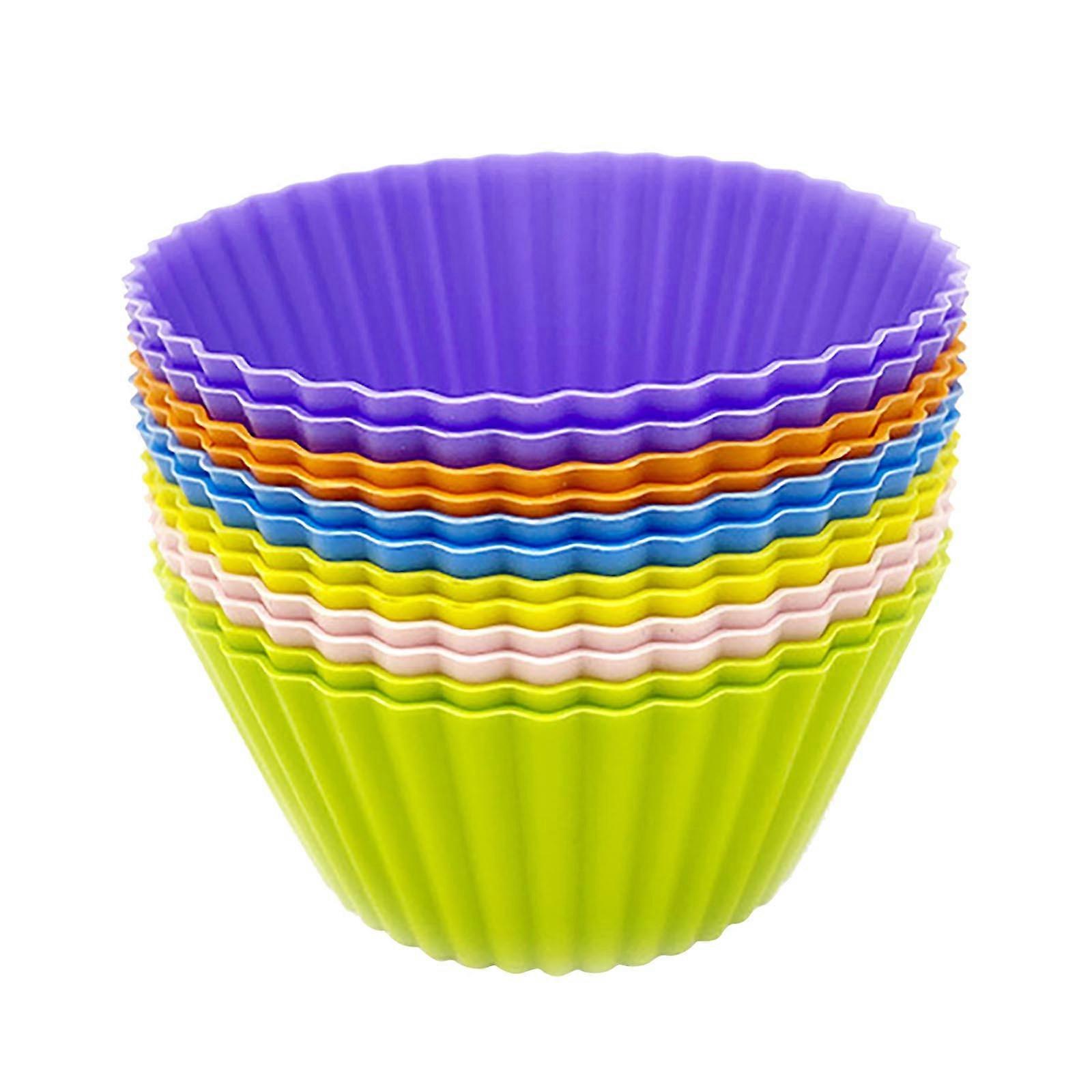 12pc Muffin Cupcake Baking Tool Reusable Round Pudding Cup Easy To Clean AA