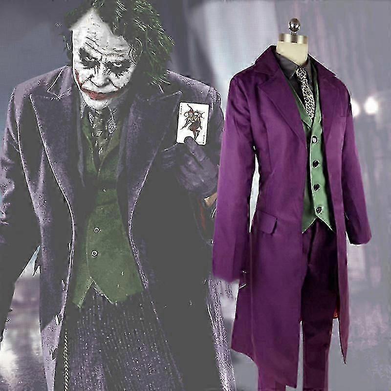 ヒース・レジャー コスプレスーツ ハロウィン メンズ 映画 ダークナイト ジョーカーコスチューム パープルジャケット フルセット ピエロ トレンチコート