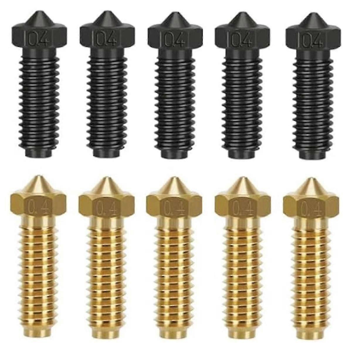 3D Printer Nozzle Kit for 2 - Included 5pcs Hardened Steel Nozzles + 5pcs Brass Nozzles 0.4mm